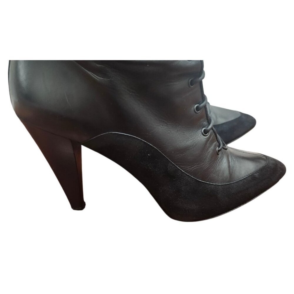 Proenza Schoulee Women’s Black Lace-Up Leather Suede Heeled Boots Pointed Toe 9 - Picture 6 of 16